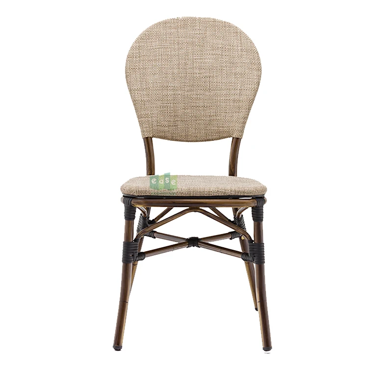 (E1177) Modern design cafe stackable aluminum metal fabric outdoor chairs furniture