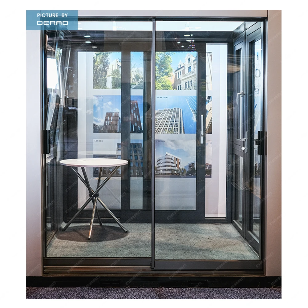 Office Meeting Room Sliding Door Apartment Commercial Aluminum Alloy Profile Double Glass Sliding Door