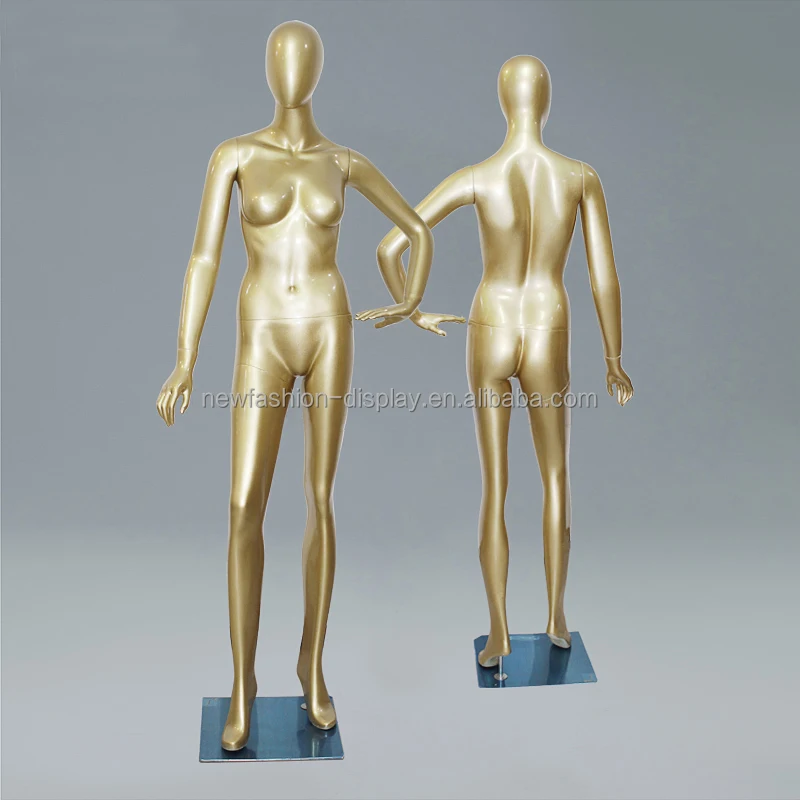 Matt Gold Mannequins Female  Full Body Women Metal Base Display Clothing Shop Fiberglass Model for Ladies