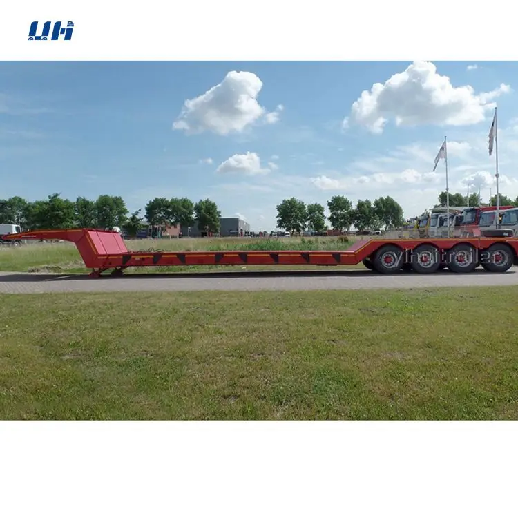 High Quality 2 3 4 Axle Hydraulic Gooseneck Low Bed Semi Trailer 70 80 90 Ton For Heavy Machinery Truck Trailers