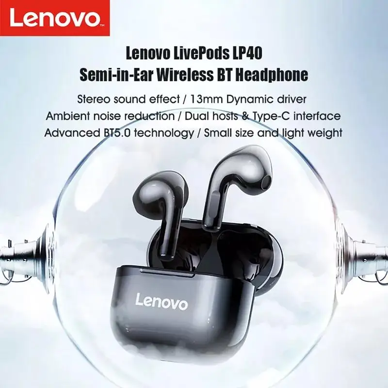 Беспроводные наушники Lenovo LP2 LP5 LP6 LP7 LP40 XT92 HQ08 TWS bluetooth IPX5 гарнитура с шумоподавлением