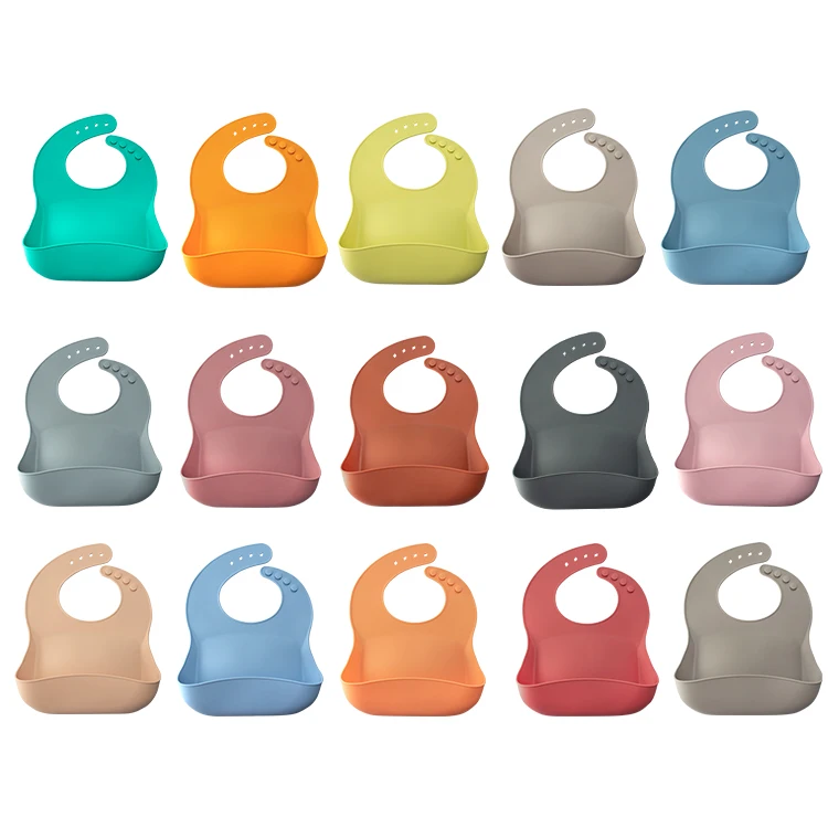 
Custom BPA Free Soft Waterproof Silicone Baby Bib with Food Catcher, Baby Silicone Bib 
