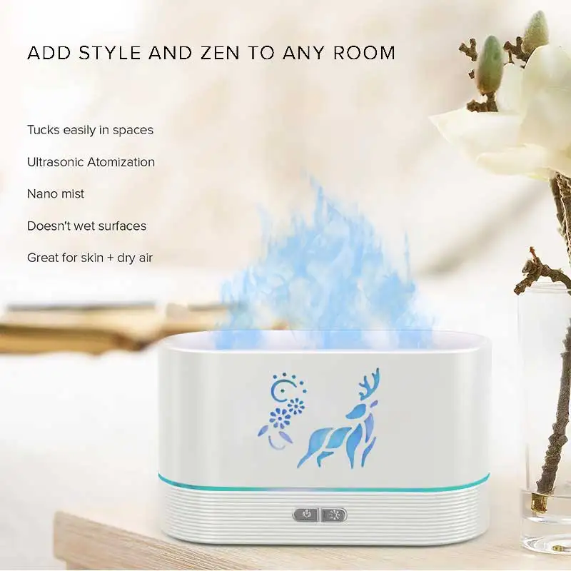 Factory new product portable cold fog mini humidifiers LED lamp home flame aroma diffuser ultrasonic essential oil diffuser