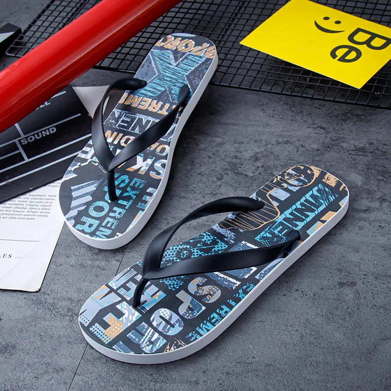 Wholesale Designer Soft Comfortable EVA PVC Custom Printed Logo Flip Flops Men Flip-flops Slippers