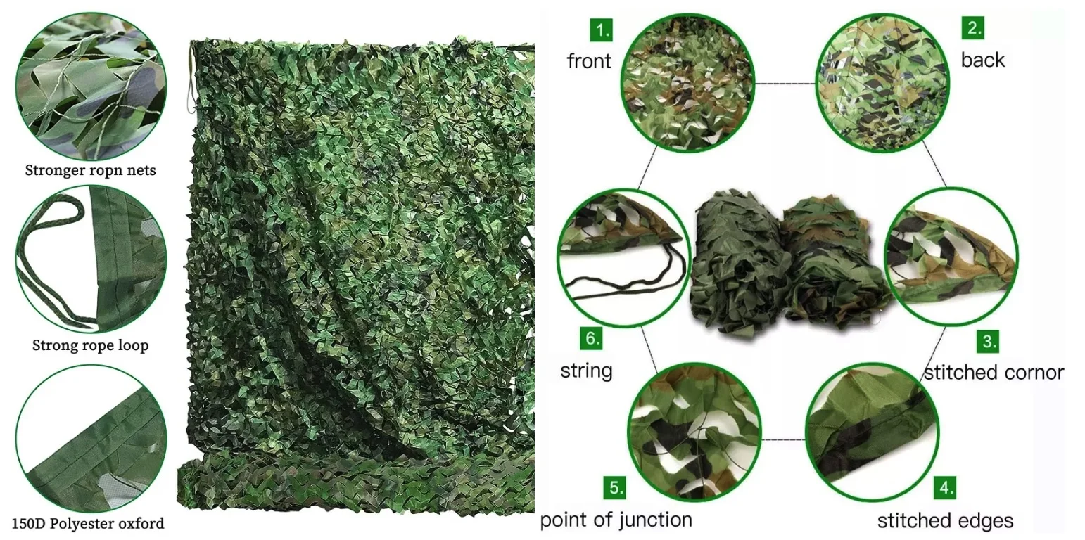 300D Sample Camouflage Netting 1.5x3 1.5x6 Awning Cover Mesh Fabric Cloth Shade Net Camo Outdoor Courtyard Decoration