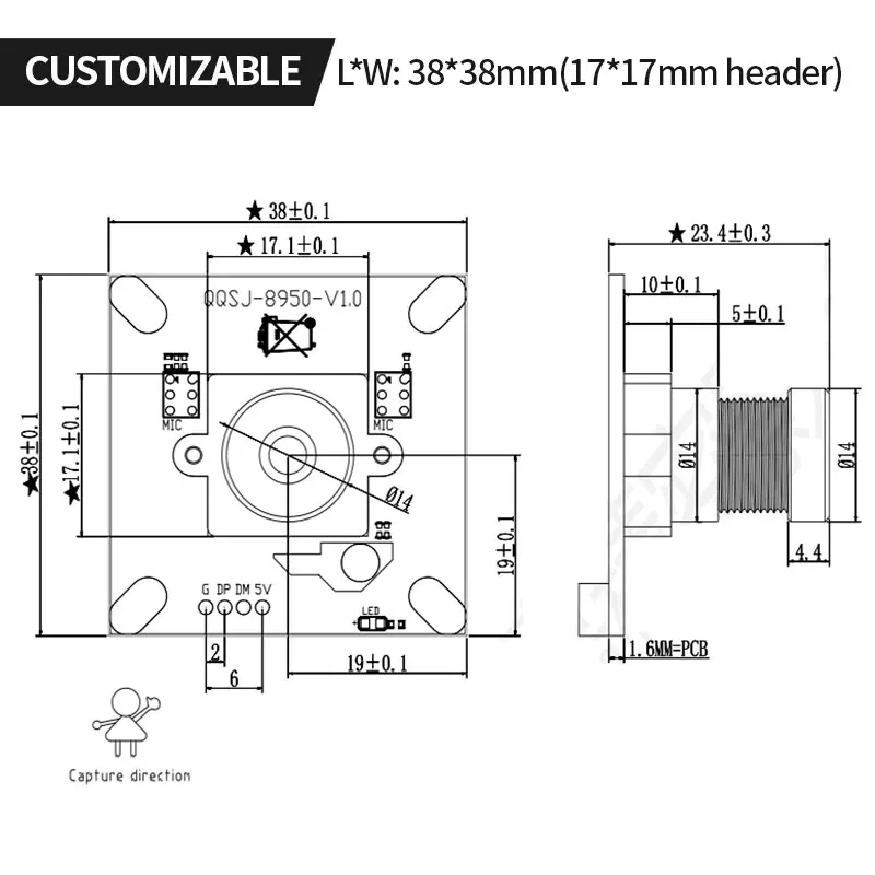 OEM Camera Sensor module HD 2MP 1080P 96fps global exposure color drone AR0234 usb UVC camera