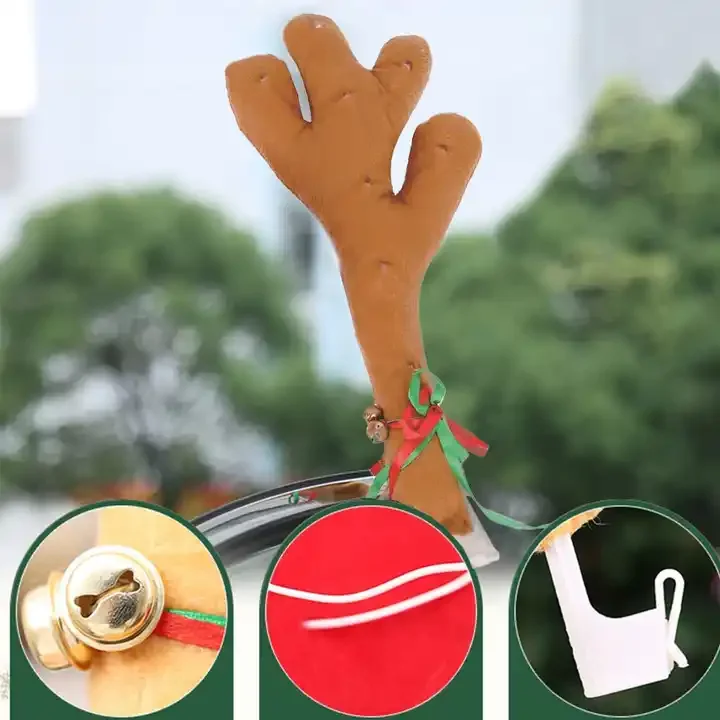 Factory Direct Cheap Cornu Cervi Deer Horn Reindeer Antler Decoration Set for Car body Christmas Festive Decor Antler