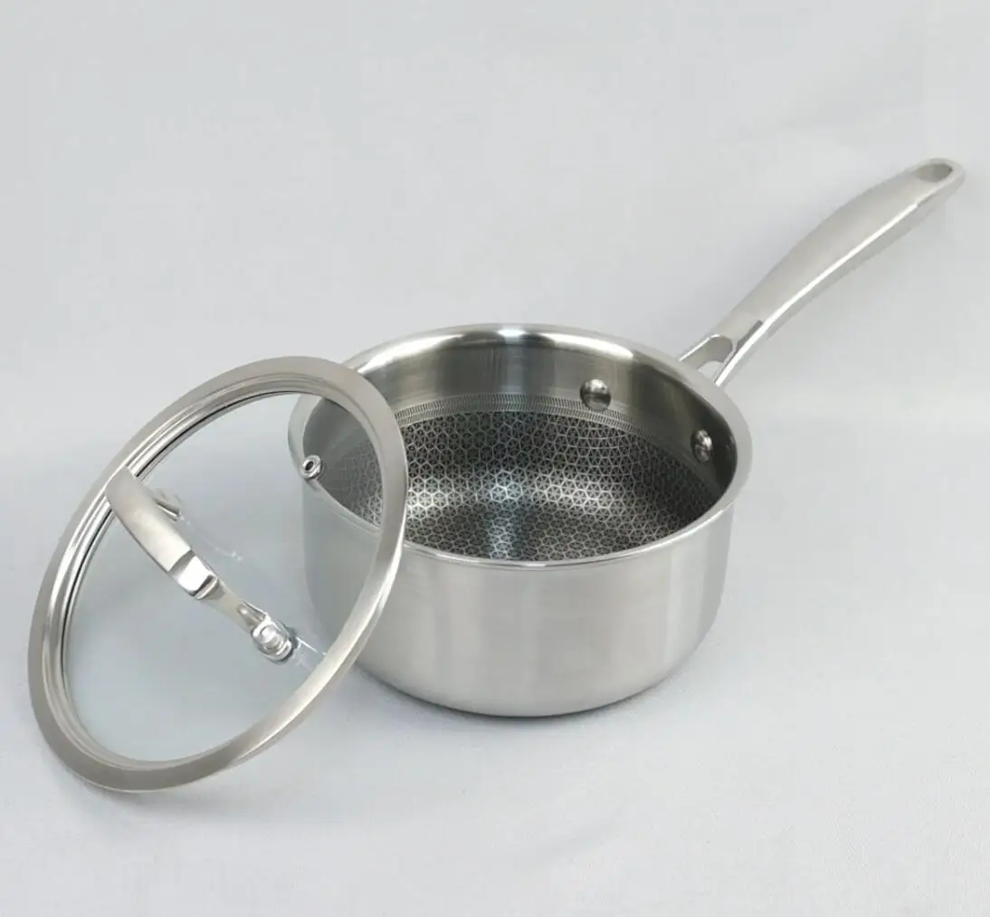High Quality 5ply Clad Stainless Steel Cookware Pan Honeycomb Pattern Non-Stick Cooking Milk Pot