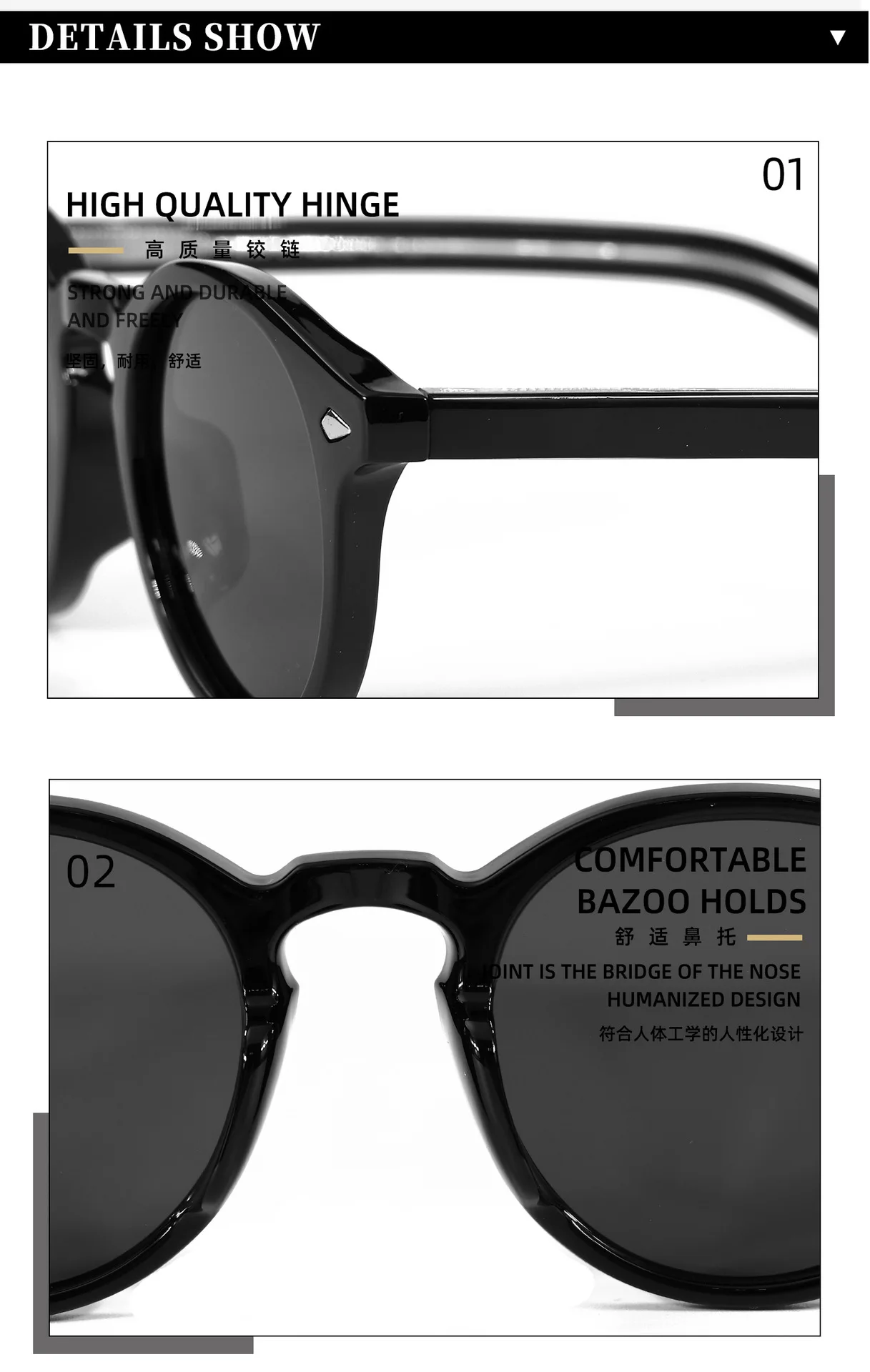 TR90 Round Frame Acetate Temple UV400 Polarized Women Designer Sunglasses Top Quality Hand Made Sun glasses