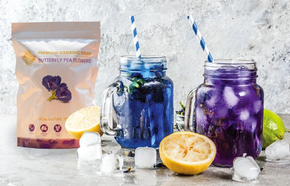 
Blue Organic Dried Butterfly Pea Flowers Natural Pure Tea Drink Clitoria Ternatea Healthy Herbal Herb 