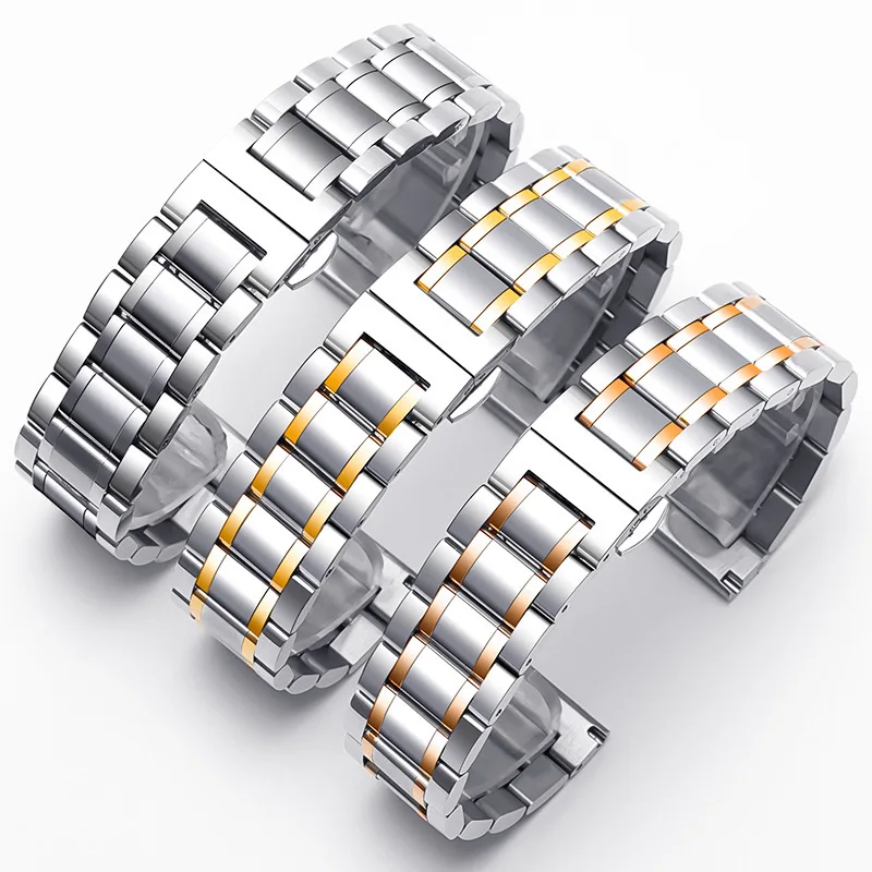 Каутан ремешок из нержавеющей стали для Samsung Galaxy 3 4 5 Gear классический 20 мм 22 Huawei GT GT2 Amazfit GTR металлический браслет
