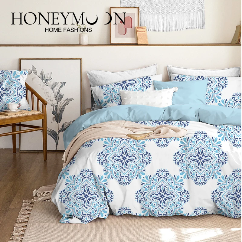HONEYMOON hot sell 3D fashion printed bed set bedding 3pcs Modern Soft cotton comforter sets for all season