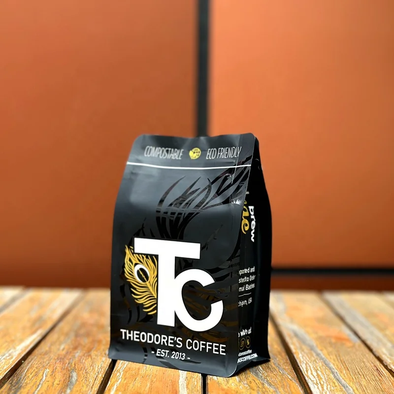 AT PACK custom printed matte flat bottom bags for coffee beans 12oz with valve ziplock bag for coffee shop in US