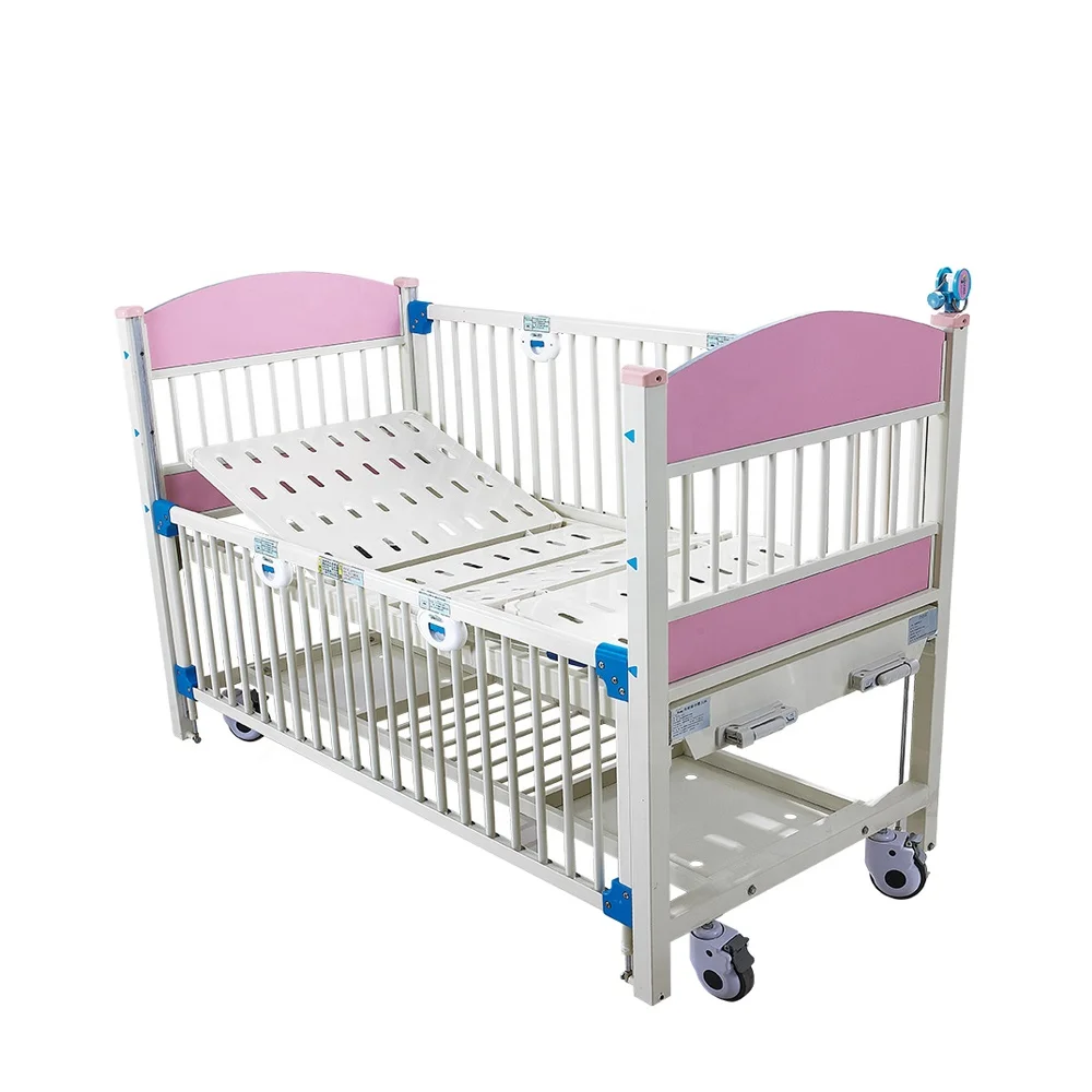 High quality Metal nursing Children bed hospital bed 2 cranks manual children nursing care medical bed