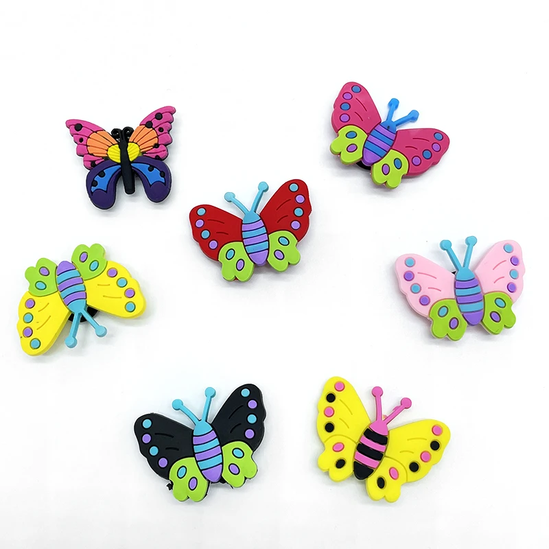 Wholesale butterfly design Clogs Shoes Charms PVC Shoe Charms Custom Kid Clog Charms Shoe Decorations