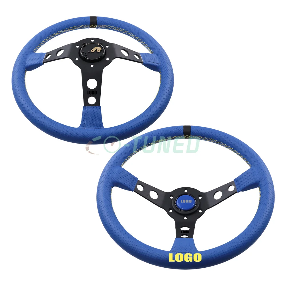 JDM 14inch ULTRA Steering Wheel Perforated Rally Deep Dish Racing Drift Volante With Horn Button For Universal