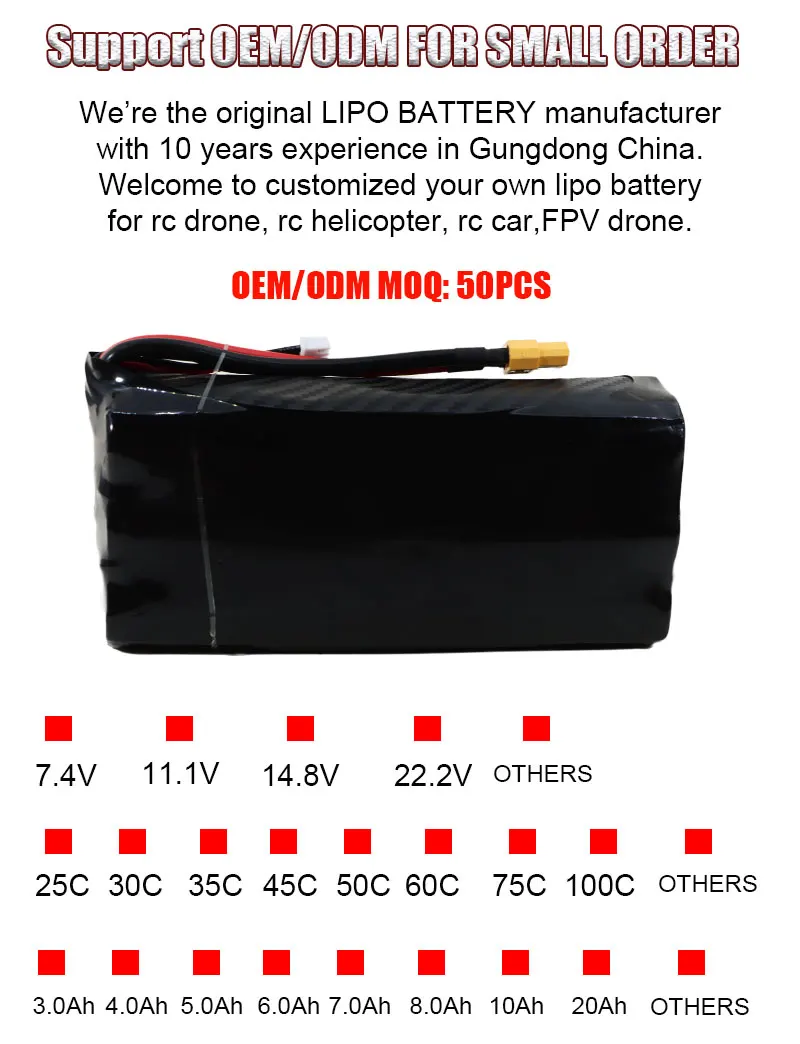 FPV Battery Drone Batteries 4S/6S 5000mah/6000mah/7000mah/8000mah/10000mah 22.2v Lipo Battery for FPV UVA Drone