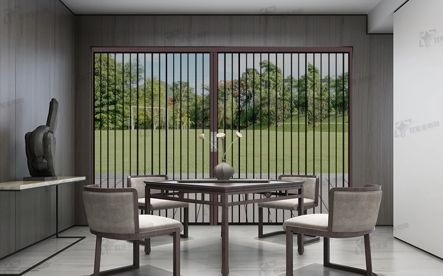 Folding Screen Door Retractable Mesh Door Space-Saving Insect-Proof Door for Home and Office