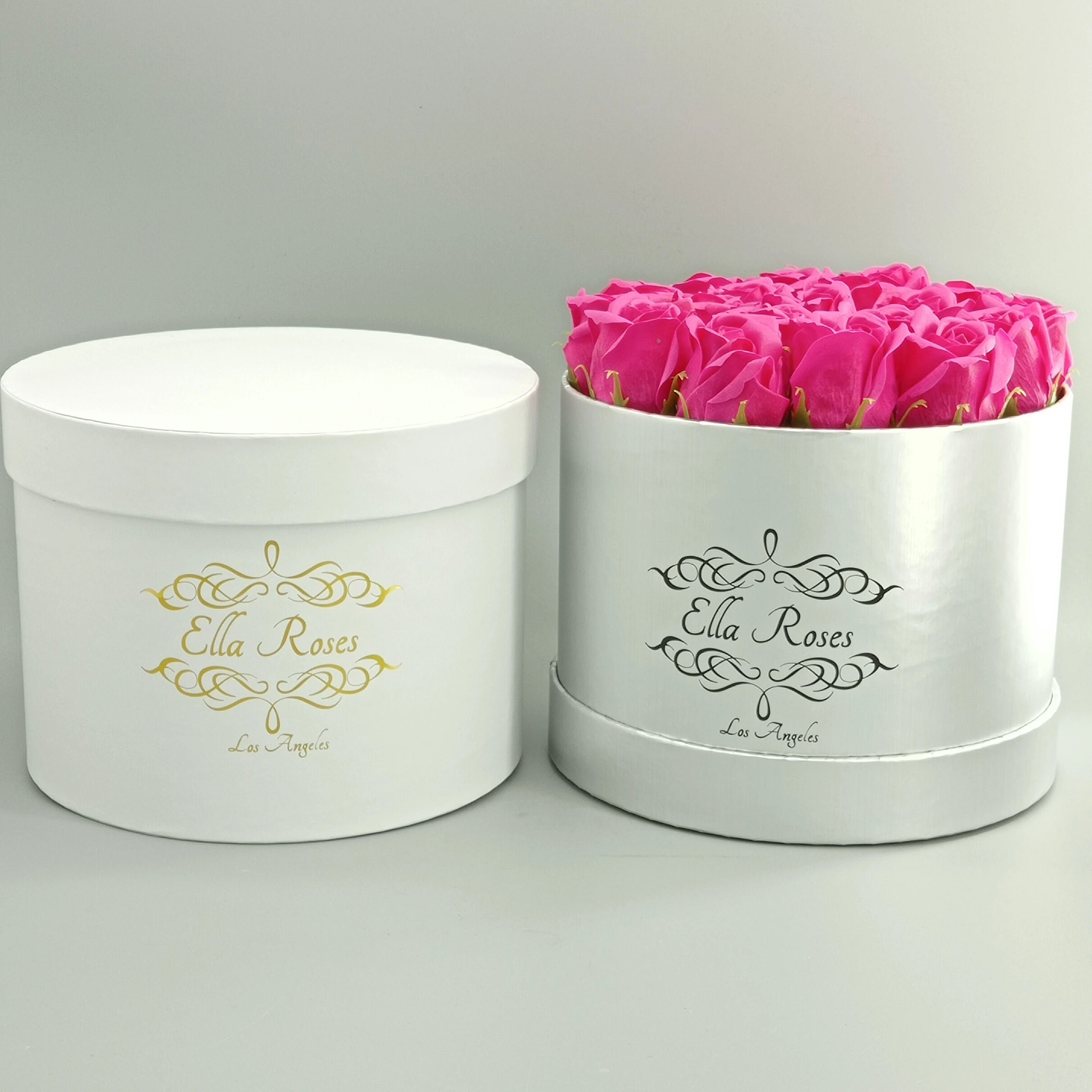 Custom logo paper gift round box Dad Mum flower florist box packaging ,cajas para flores