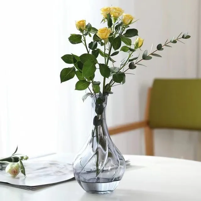Nordic Creative Simple Glass Vase Transparent Hydroponic Plant Colored Vase Office Table Decorative Glass Manufacturer