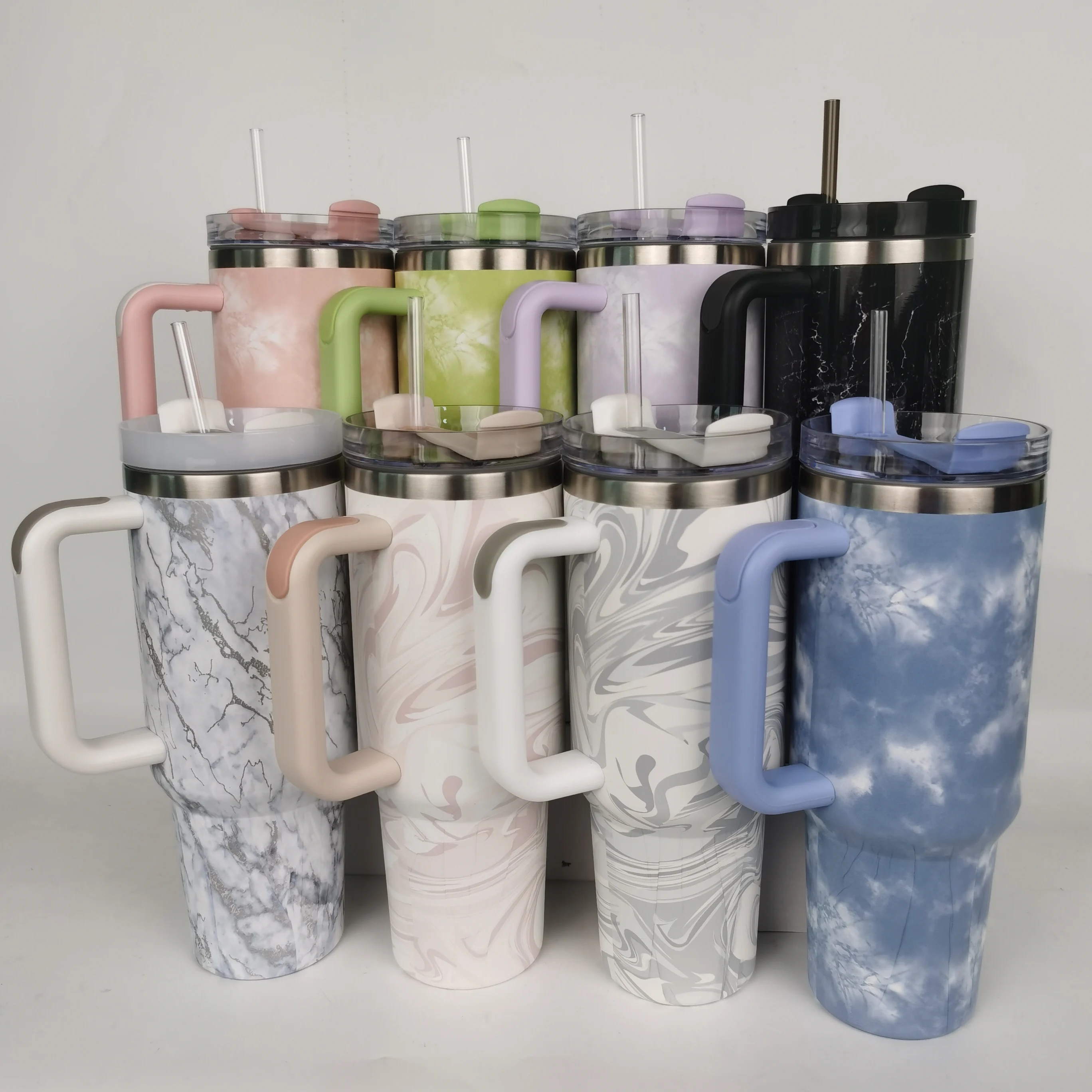 Пользовательский логотип 30 унций 40 с леопардовой гравировкой H2.0 flowstate tumbler из нержавеющей стали дорожная кружка ручкой и соломой