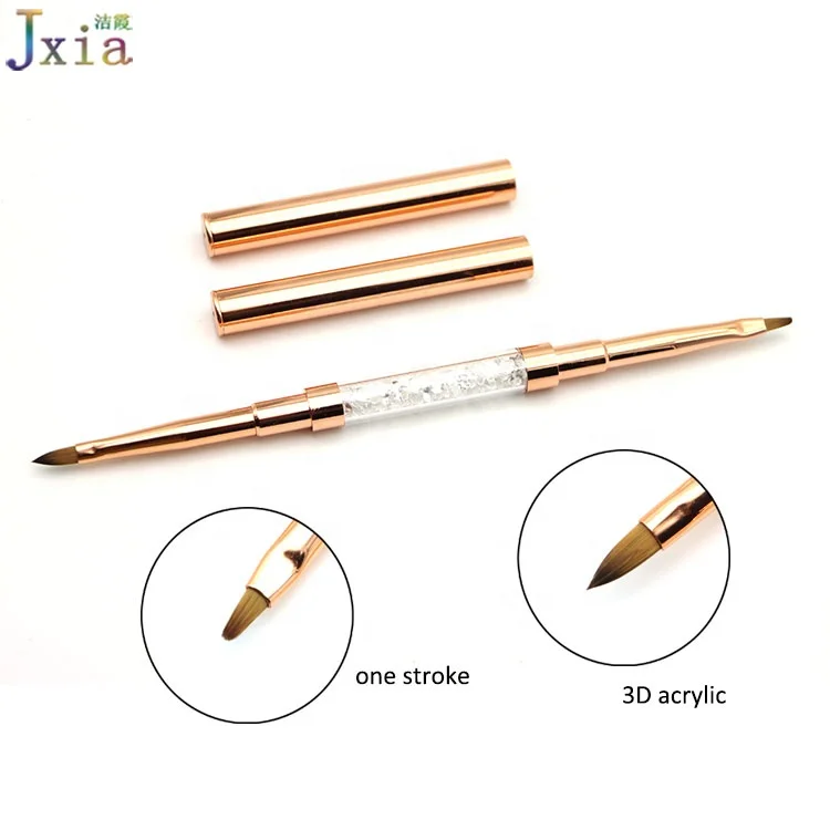 Профессиональные двухсторонние ногти Jiexia цвета розового золота, 3D акриловая ручка для скульптуры, однотактная кисть для рисования ногтей