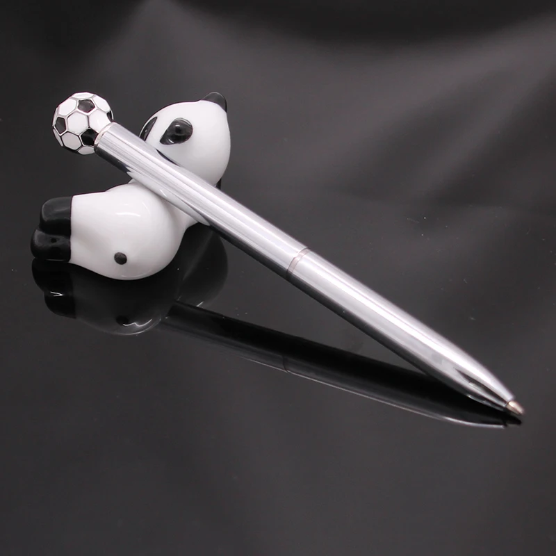 Advertising High quality Creative Cute Cartoon Design soccer football metal ball pen logo customized