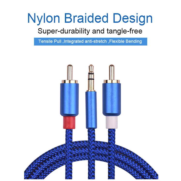 Позолоченные 1,5 м Trs 3,5 Jack Av наушники Aux Trrs 2 Rca штекер красный литой разъем 3,5 мм до 2rca кабель