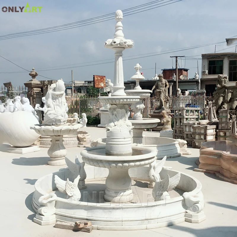 Custom Aquarium Project Natural Marble Stone Garden Sea Goose Fish Water Fountain