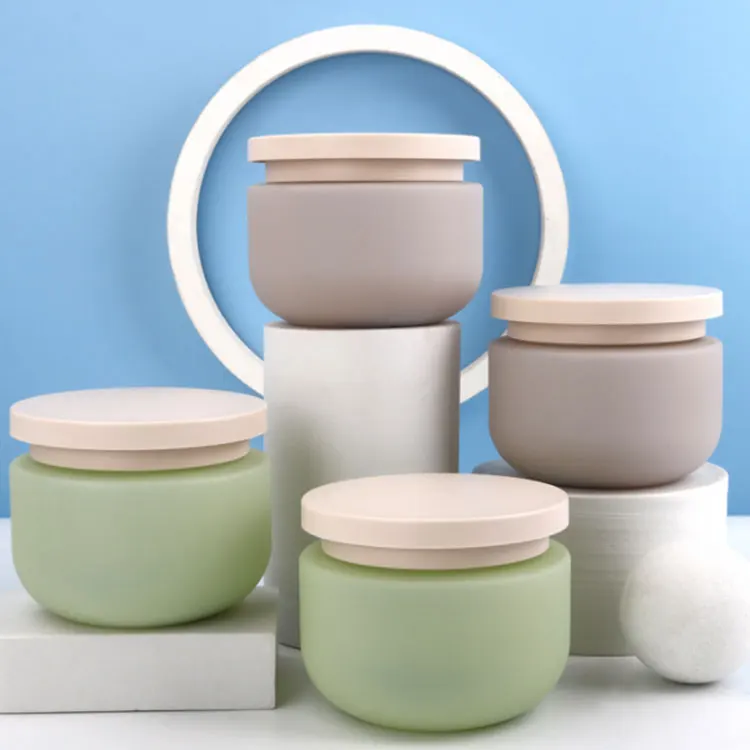 Wholesale Pe Plush Material 250Ml Green/Grey Matte Cream Bottle Hair Mask Face Cream Scrub Jar Cosmetic Packaging Bottle