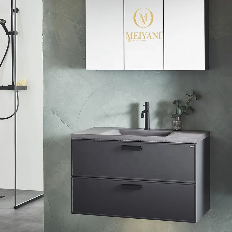 MEIYANI Concrete Basin 600/900mm Dark Grey Bathroom Cement Sink