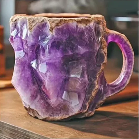 Modern Style  Coffee Mugs with Straw Cute Cross-Border PC Mineral Crystal Design for Gift Giveaways