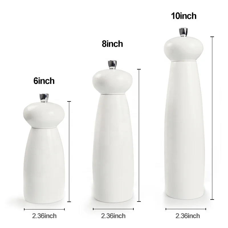 10 inch white color pepper grinder mill wood