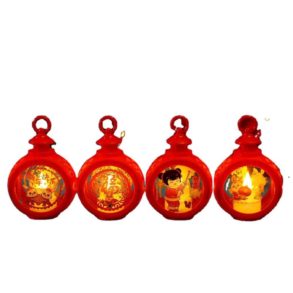 Wholesale LED Spring Festival Decorative Articles Red Lantern Wedding Pendant Rabbit Year Lantern Gift
