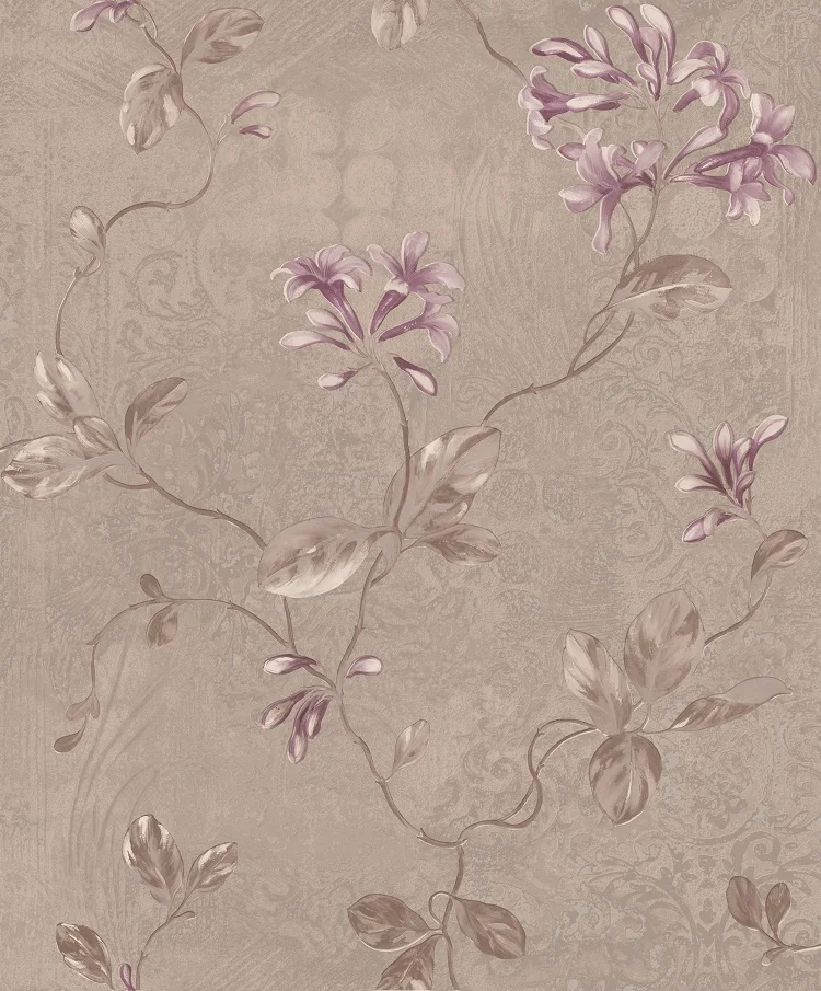 High End Elegant Lilac Pattern Bedroom Wallpaper Home Decoration