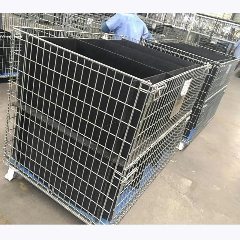 
warehouse customized stackable foldable stainless steel cage/wire mesh container 