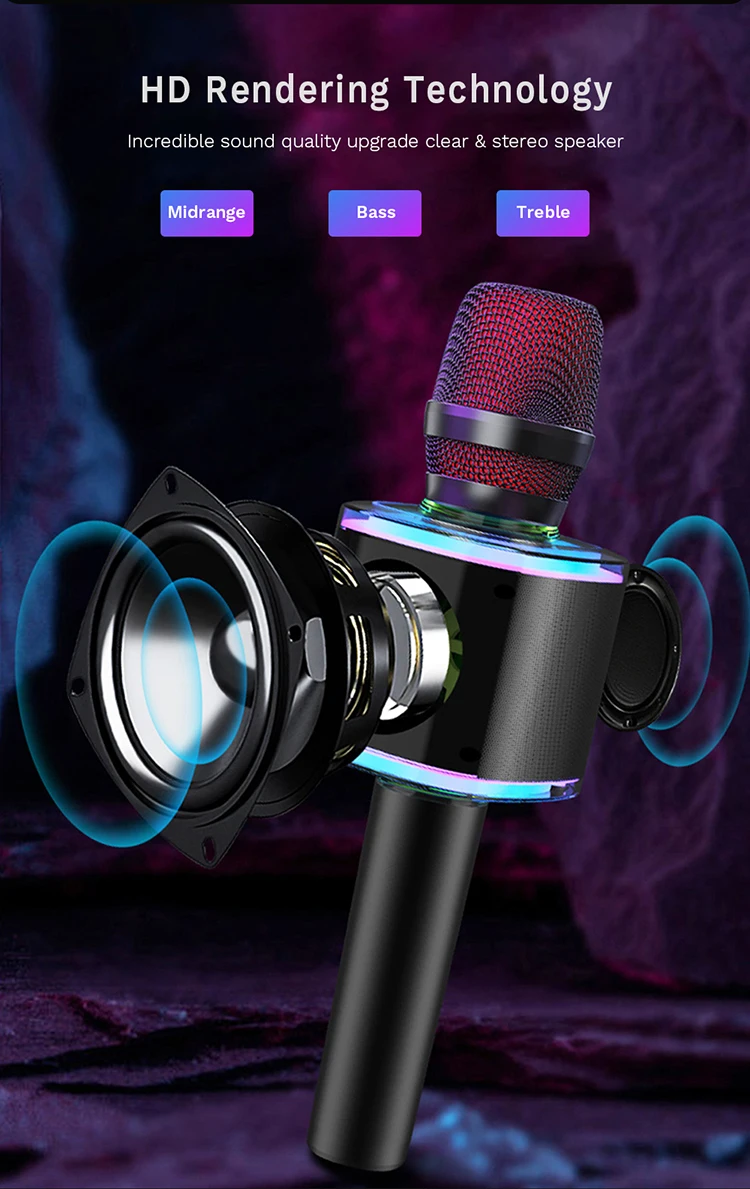 Best Selling Family KTV Mic Portable Gold Wireless Professional Karaoke Microphone Mini USB Handheld Bluetooth Karaoke