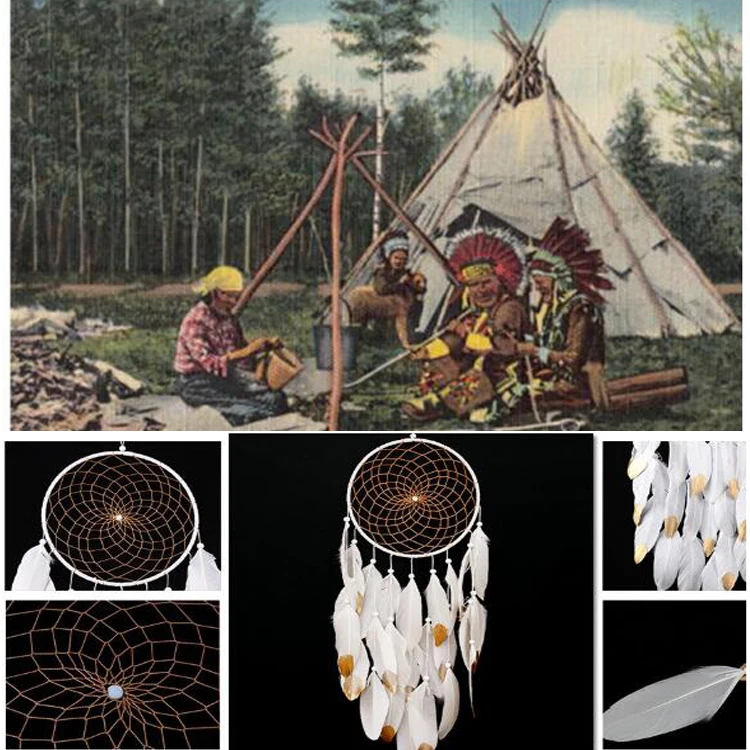 Factory Dream Catcher Cars Ring Satin Dream Catcher Feather Wall Hanging Boys and Girls Party Room Home Decor Ornaments Gifts