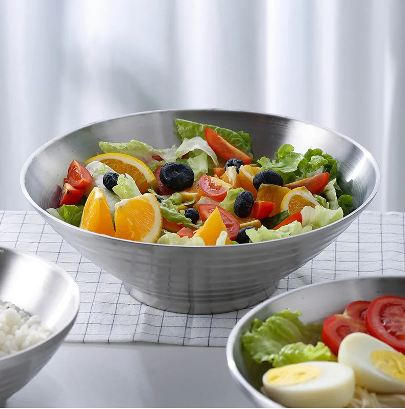 Japanese Style Double Wall Noodle Soup Bowl 18/8 Stainless Steel Ramen Bowls