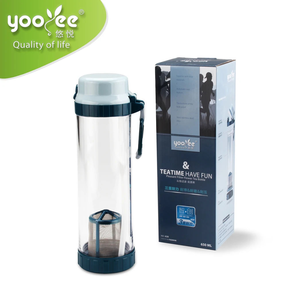 650ml PC Drinking Clear  Water Bottle Jug  Plastic Wholesale with Straw