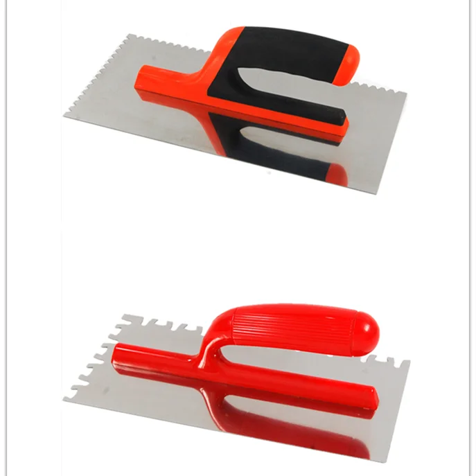 John Tools 280x120mm Stainless Steel Plastering Trowel With Plastic Handle Mirror Polish With Teeth Notched China Hand Tools
