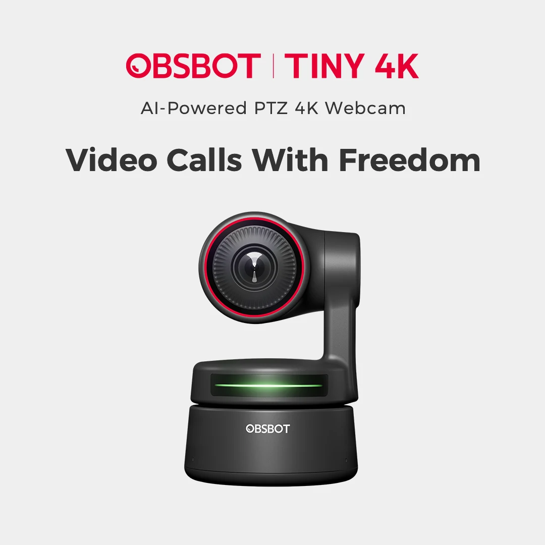 Hot Selling 4k 30FPS Web Camera AI-powered PTZ Gesture Control Obsbot Tiny 4k Webcam for Live Stream Video Meeting Remote Class