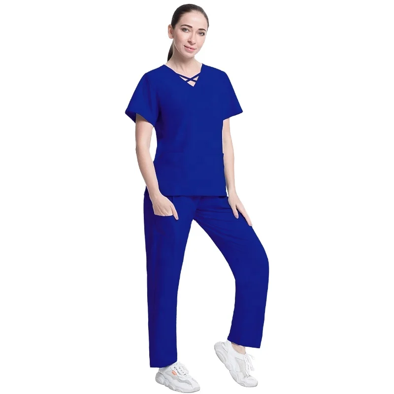 Hot Selling Coolish Fast Dry Smooth Fabric Nursing Scrub 2-Piece Long Pants for Hospital Use-for Salon Uniforms Doctors Surgeons
