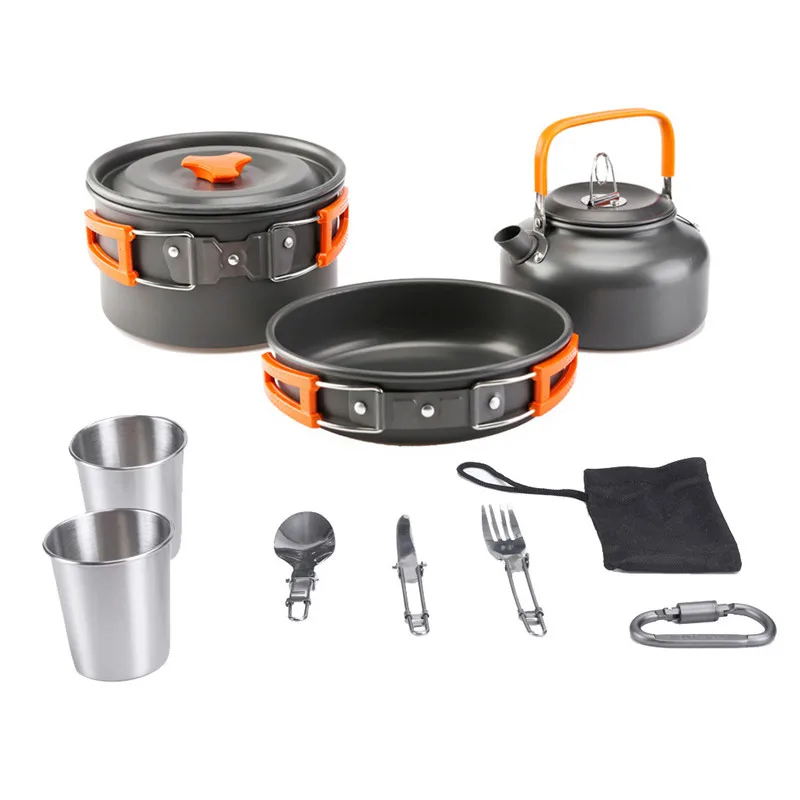 Low price cookware sets Camping Kettle Cookware Set Portable outdoor cookware sets Tableware kettle frying pan boiling pan