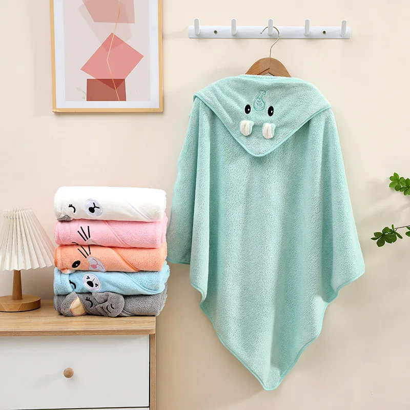 Best Quality Coral Fleece baby hooded towel Super Absorbent baby hooded bath towel