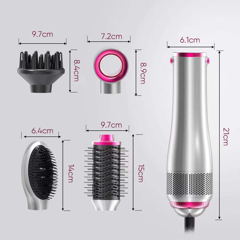 High Speed 4 in1 Hair Dryer Set Multi Styler 1400W Curler Straightener Comb Crystal Hot Cold Air Brush Hair Dryer Set