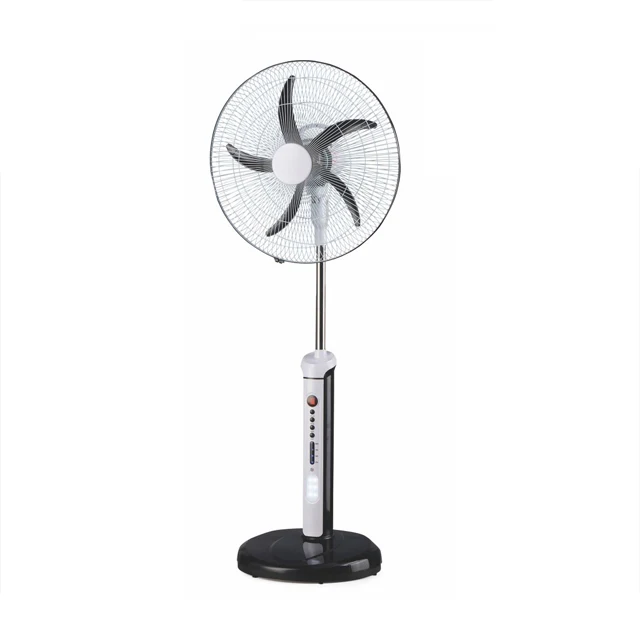 18 inch 12v battery AC DC stand fan china rechargeable fan led lamp