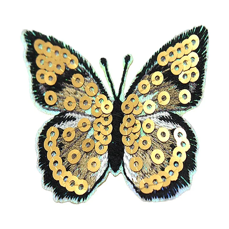 BL064-Sew on Embroidered Clothes Labels OEM Factory Heat Cut Custom Made Logo Embroidery Diamonds Patches for Hats