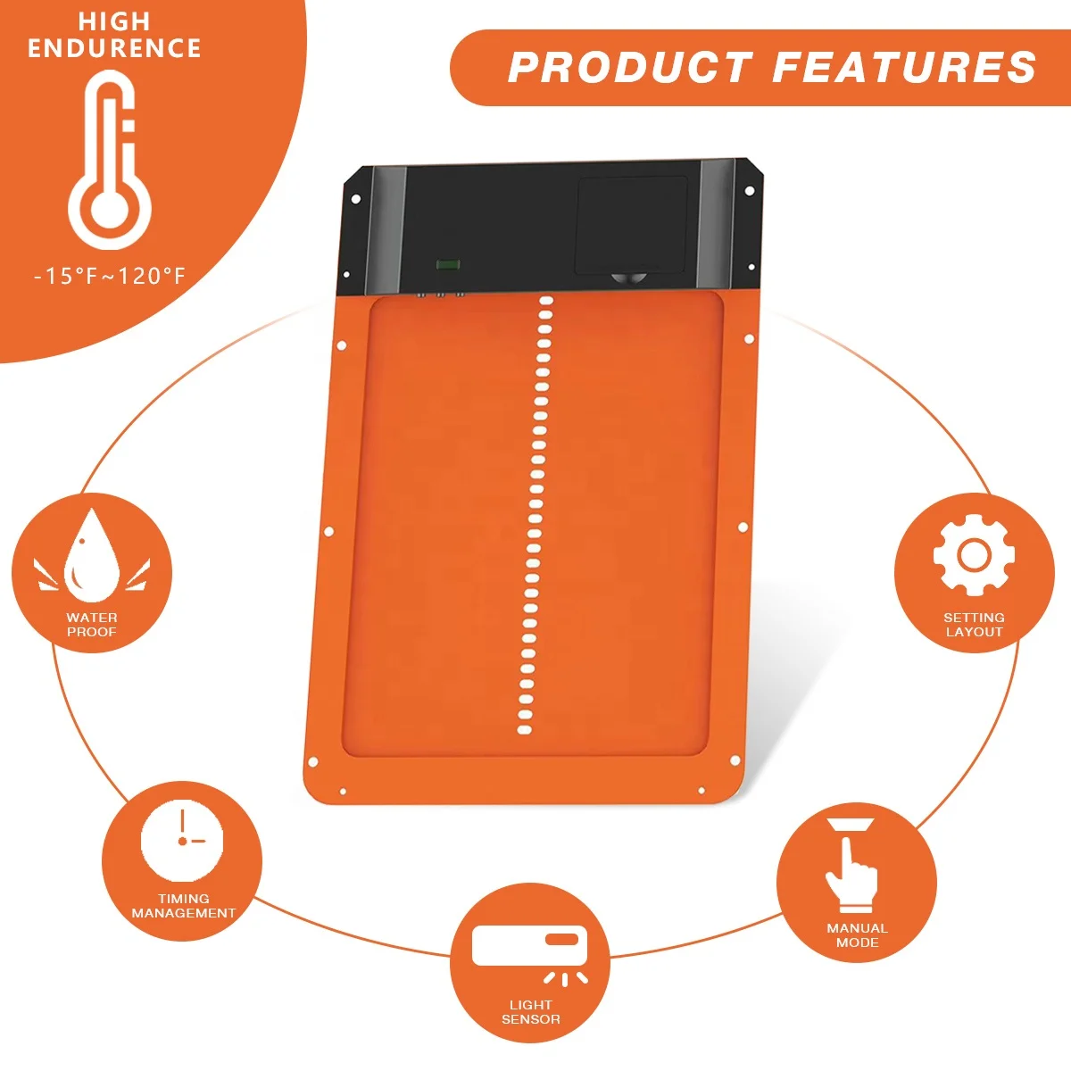 USA IN Stock Automatic Chicken Coop Door Full Metal Doors Light Sensing Chicken Coop Door Timer Control Multi-Modes Orange