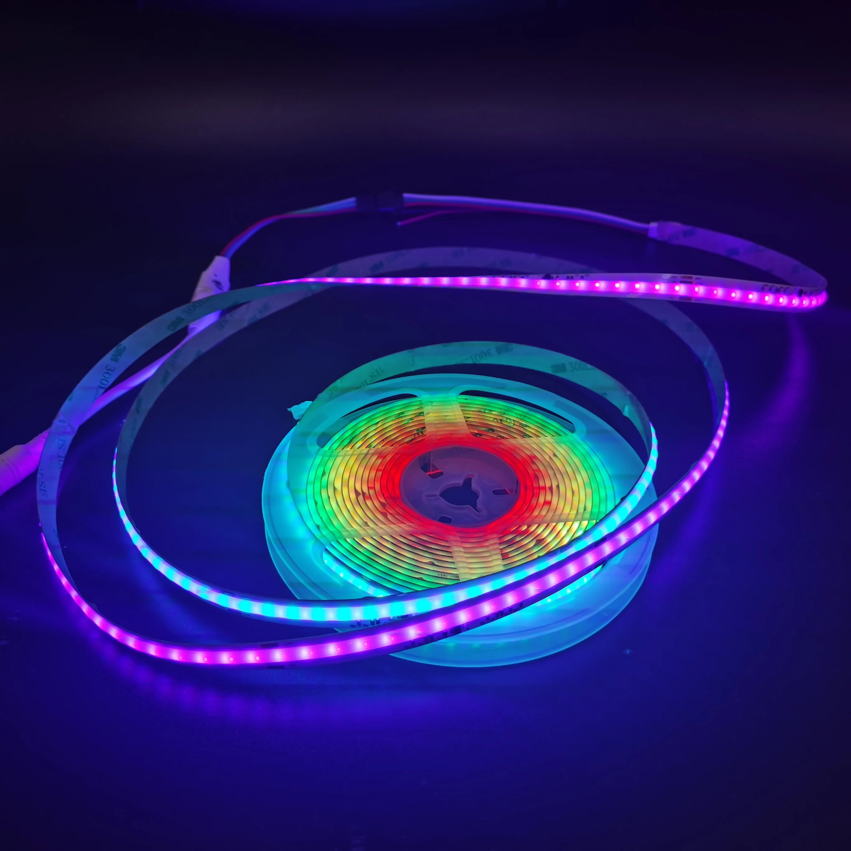 2023 New digital 24v programmable COB RGB with IC use with mobile led strip lights